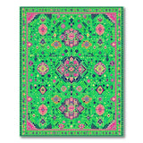 Electric Green Pink Tribal Area Rug