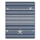 Coastal Beach Navy Striped Starfish Coastal Area Rug