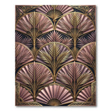 Art Deco Gold Palm Fan Rug in Pink Hues