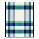 Blue Teal Plaid Geometric Area Rug