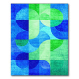 Blue Teal Green Geometric Abstract Area Rug
