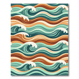 Teal Ocean Waves Coastal Beach Area Rug
