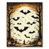 Spooky Halloween Bats Moonlit Forest Rug