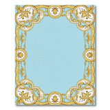 Serene Blue Area Rug with Ornate Gold Borders