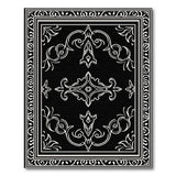 Elegant Black White Ornate Floral Area Rug