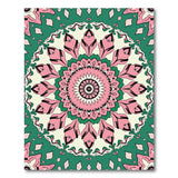 Pink Green Mandala Boho Area Rug