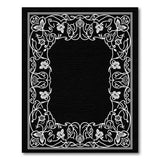 Ornate Floral Vine Border Black White Area Rug