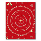 Festive Red Christmas Bells Snowflakes Medallion Rug