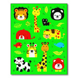 Vibrant Cartoon Jungle Animals Kids Rug