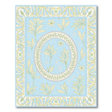 Elegant Light Blue Leaf Wreath Area Rug