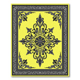 Ornate Black Floral Mandala on Yellow Area Rug