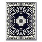 Traditional Persian Ornate Black White Floral Medallion Area Rug