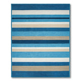 Navy and Light Blue Striped Area Rug