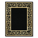 Gold Greek Key Border Black Area Rug