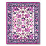 Pink Floral Persian Area Rug with Navy Border