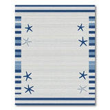 Coastal Blue Starfish Striped Area Rug