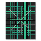 Teal Black Geometric Grid Area Rug