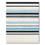 Geometric Modern Blue Teal Horizontal Striped Area Rug