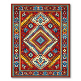Vibrant Red Geometric Southwestern Area Rug