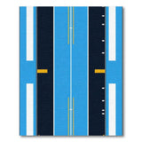 Geometric Blue Highway Lane Area Rug