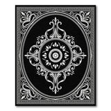 Ornate Traditional Persian Ornate Black White Medallion Area Rug