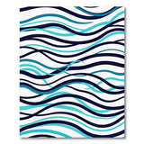 Blue and Teal Teal Navy Wave Abstract Area Rug