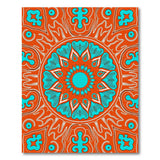 Vibrant Orange Teal Mandala Persian Area Rug