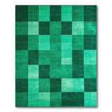 Emerald Green Checkered Geometric Area Rug