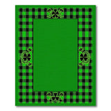Emerald Gingham Shamrock Border Area Rug