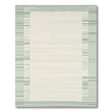 Teal Stripe Border Cream Area Rug
