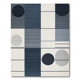 Navy Blue Geometric Circles Area Rug