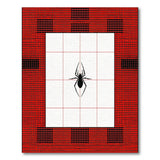 Bold Black Spider Red Geometric Area Rug