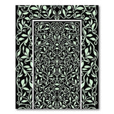 Green Ornate Green Vine Leaf Area Rug
