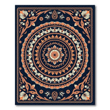 Ornate Navy Orange Mandala Persian Rug