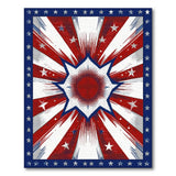 ODIKA Washable Americana Star Burst Patriotic Area Rug - Non-Slip Low Pile Red White Blue Rug