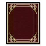 Burgundy Gold Art Deco Geometric Border Rug