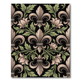 ODIKA Fleur-de-Lis Vintage Washable Area Rug, Black & Sage Damask Low Pile Non-Slip Floral Rug