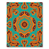 Teal Burnt Orange Mandala Area Rug