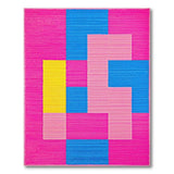 Vibrant Pink Blue Yellow Geometric Area Rug