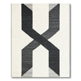Black White Geometric X Area Rug