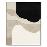 Abstract Beige Black Wave Area Rug