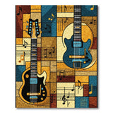 Electric Guitars Music Notes Geometric Rug