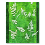 White Fern Leaves on Lush Green Area Rug