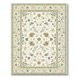 Cream Persian Floral Area Rug with Green Accents