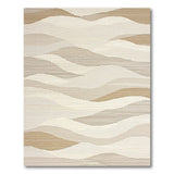 Beige and Neutral Layered Beige Wave Abstract Area Rug