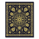 Gold Intricate Persian Floral Area Rug on Black