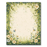 Dewy Green Vine Flower Border Area Rug