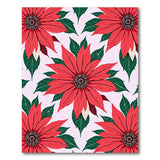 Vibrant Red Poinsettia Floral Red Area Rug