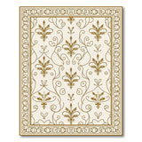 Ornate Gold Fleur-de-Lis Cream Area Rug