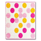 Vibrant Pink Yellow Polka Dot Area Rug